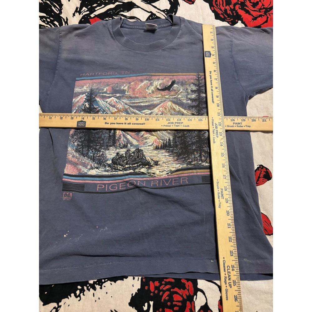 Vintage 1992 Hartford TN Pigeon River T Shirt Fruit of the Loom Blue Gray Med - Picture 4 of 5